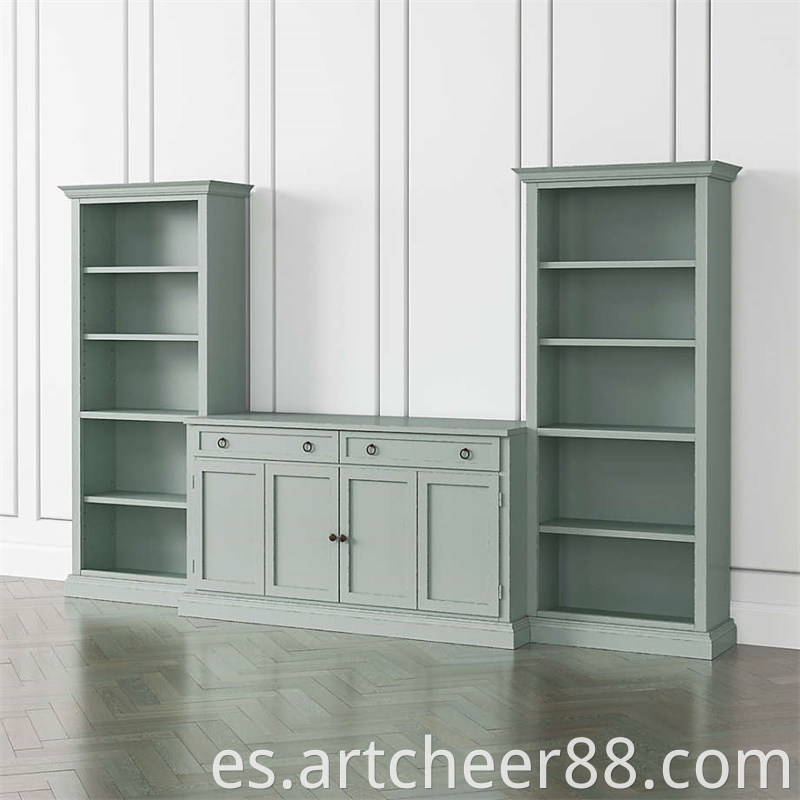 Cameo Blue Grey 3 Piece Entertainment Center With Open Bookcases Jpg